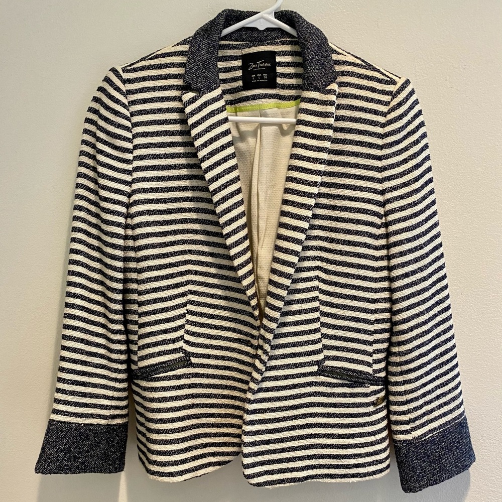 Zara Trafaluc Textured Striped Blazer